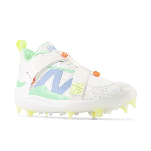 New Balance Unisex FuelCell Lindor V2 Comp Baseball Shoe, Optic White/Neon Dragonfly/Electric Jade, 10 US Men