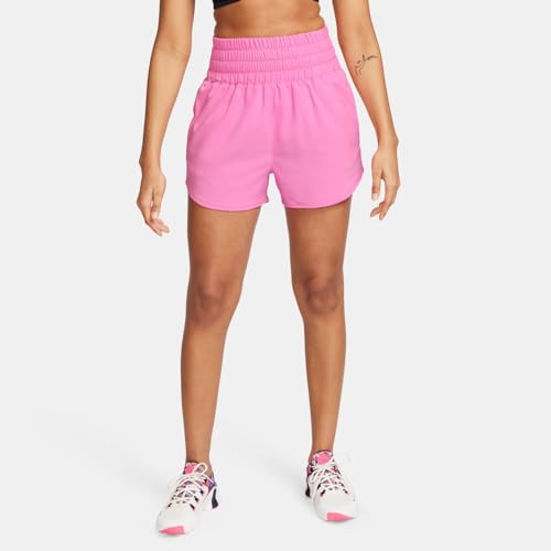 Nike One Women's Dri-FIT Ultra High-Waisted 3" Brief-Lined Shorts (Playful Pink, DX6642-675) Size X-Small