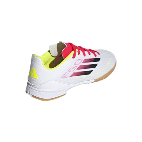 adidas F50 League Indoor Sneaker, White/Black/Solar Yellow, 1 US Unisex Little Kid