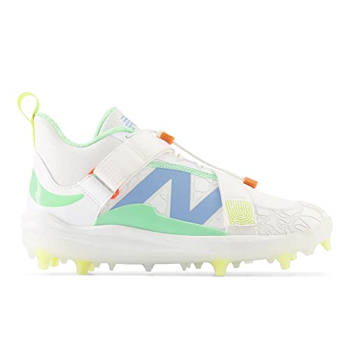New Balance Unisex FuelCell Lindor V2 Comp Baseball Shoe, Optic White/Neon Dragonfly/Electric Jade, 10 US Men
