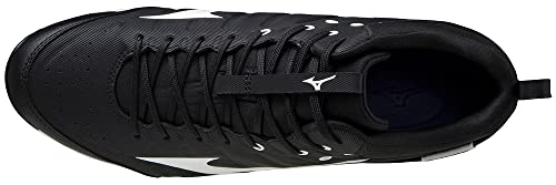 Mizuno unisex adult 9-spike Ambition Mid 9 Spike Men's Metal Baseball Cleat 12, Black-white (9000), 12 US