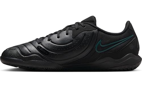 Nike Tiempo Legend 10 Academy Indoor/Court Low-Top Soccer Shoes (DV4341-002, Black/Deep Jungle/Black) Size 10.5