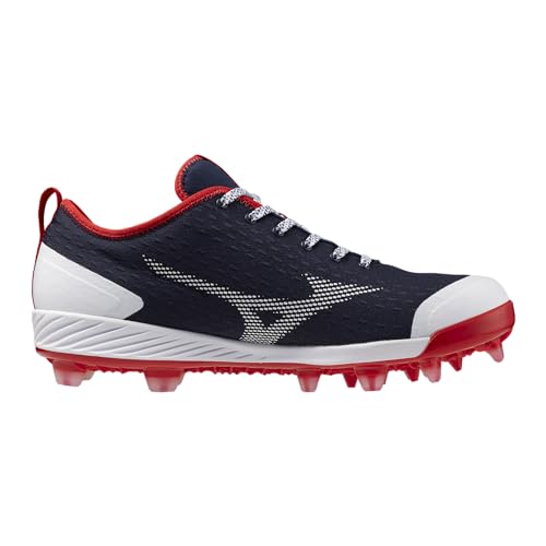 Mizuno Dominant 4 Low TPU Men's Molded Baseball Cleat, Navy/Red, 9
