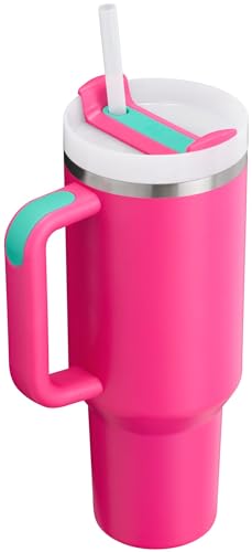 Stanley Quencher H2.0 Tumbler with Handle and Straw 40 oz | Flowstate 3-Position Lid | Cup Holder Compatible for Travel | Insulated Stainless Steel Cup | BPA-Free | Passion Pink
