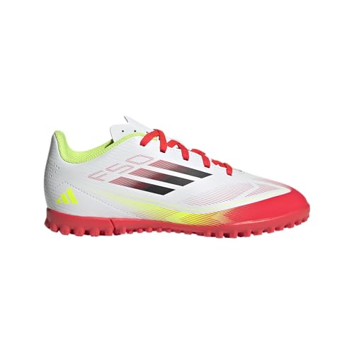 adidas F50 Club Turf Sneaker, White/Black/Solar Yellow, 6 US Unisex Big Kid