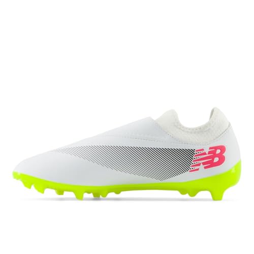 New Balance Unisex Furon Dispatch Fg V7+ Soccer Shoe, White/Hi-Lite/Neon Pink, 9 US Men