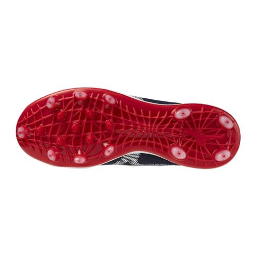 Mizuno Dominant 4 Low TPU Men's Molded Baseball Cleat, Navy/Red, 9