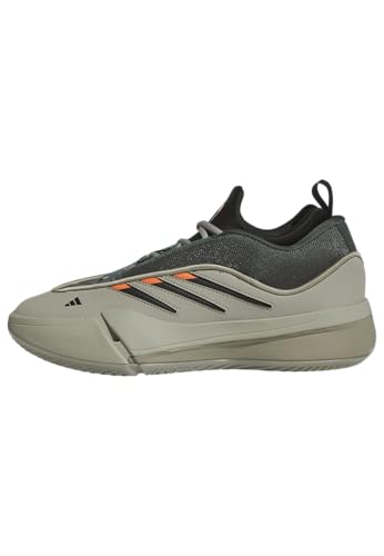 adidas Unisex Dame 9 Basketball Sneaker, Silver Pebble/Ivy/Impact Orange, 6 US Men
