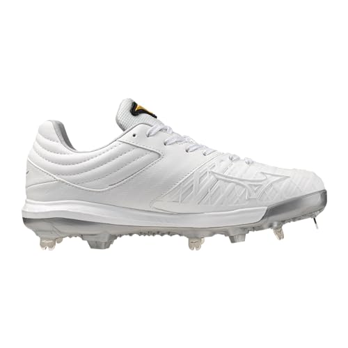 Mizuno Pro FP Low Women's Metal Fastpitch Cleat, White/Silver, 6.5