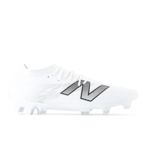 New Balance Unisex Furon Team FG V8 Soccer Shoe, White/Metallic Silver/Black, 10.5 US Men