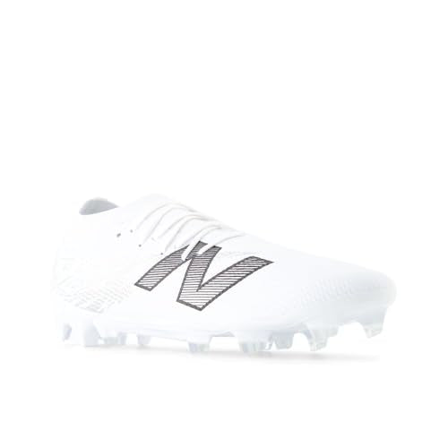 New Balance Unisex Furon Team FG V8 Soccer Shoe, White/Metallic Silver/Black, 10.5 US Men
