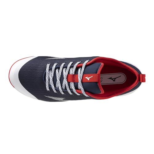 Mizuno Dominant 4 Low TPU Men's Molded Baseball Cleat, Navy/Red, 9