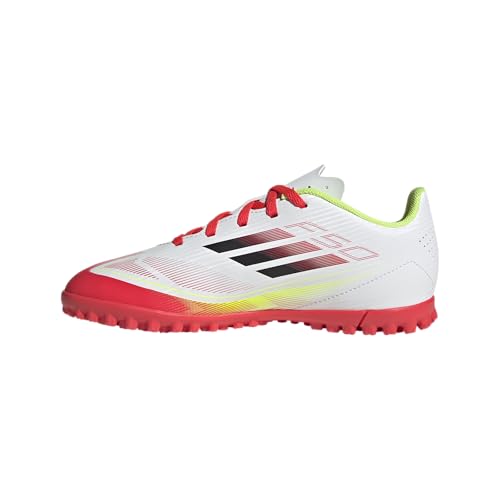 adidas F50 Club Turf Sneaker, White/Black/Solar Yellow, 6 US Unisex Big Kid