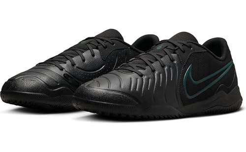 Nike Tiempo Legend 10 Academy Indoor/Court Low-Top Soccer Shoes (DV4341-002, Black/Deep Jungle/Black) Size 10.5