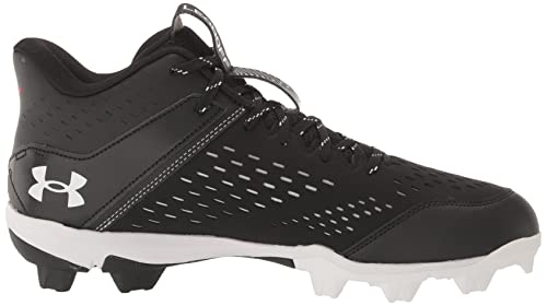 Under Armour Men's Leadoff Mid Rubber Molded Baseball Cleat, (001) Black/Black/White, 12