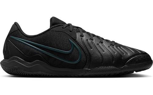 Nike Tiempo Legend 10 Academy Indoor/Court Low-Top Soccer Shoes (DV4341-002, Black/Deep Jungle/Black) Size 10.5