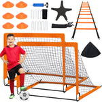 Kids Soccer Goal Set 2 Pack 4’ x 3’ Size Portable Backyard Soccer Nets - Foldable Indoor + Outdoor Pop Up Soccer Goals - Soccer Set for Kids and Youth Games and Training Goals