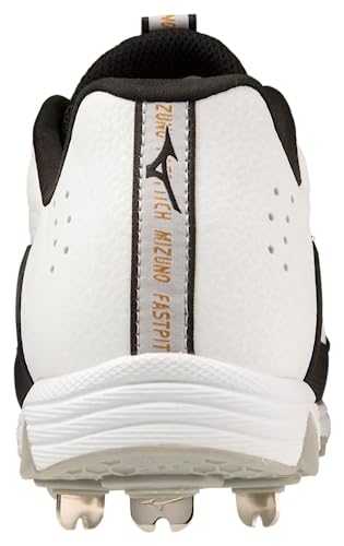 Mizuno Women's 9-Spike Swift 8 Low Metal Softball Cleat, White-Black, 8