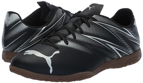 PUMA Mens Attacanto Indoor Trainer Soccer Shoe, PUMA Mens Black-Silver Mist, 10