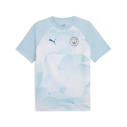 PUMA Men's Soccer Manchester City Pre-Match Jersey - Lightweight, Moisture-Wicking, Pro Fit, Team Branding (US, Alpha, Large, Regular, Regular, Blue)
