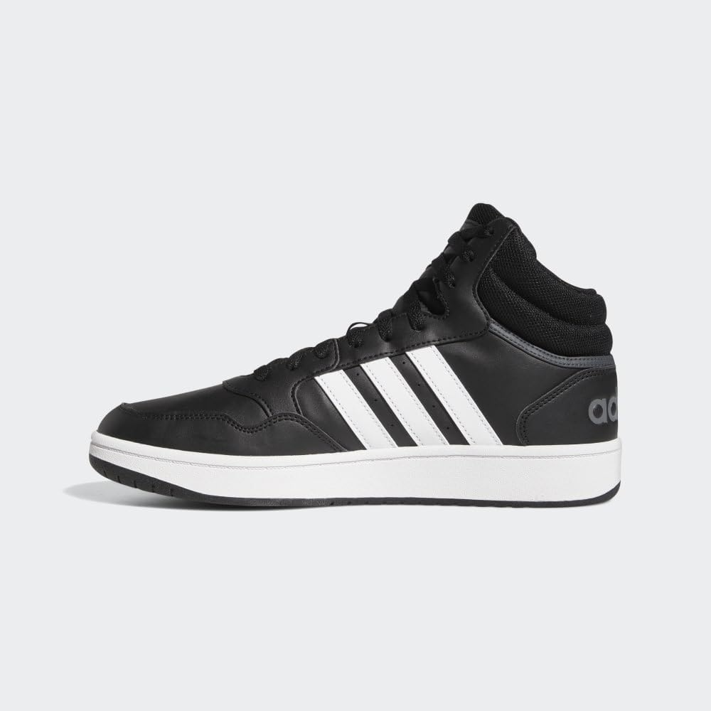 adidas Men's Hoops 3.0 Mid Top Basketball Shoe, Black/White/Grey, 10