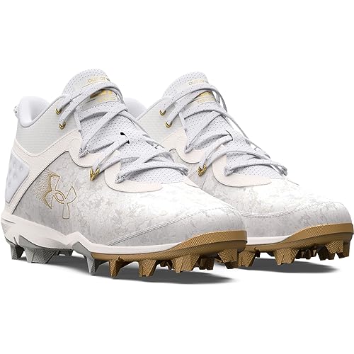 Under Armour Men's Harper 8 Mid RM, (100) White/White/Metallic Gold, 11, US