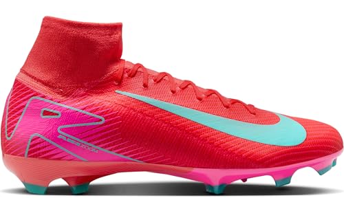 Nike Mercurial Superfly 10 Pro FG High-Top Soccer Cleats (HF9433-800, Ember Glow/Aurora Green) Size 8.5