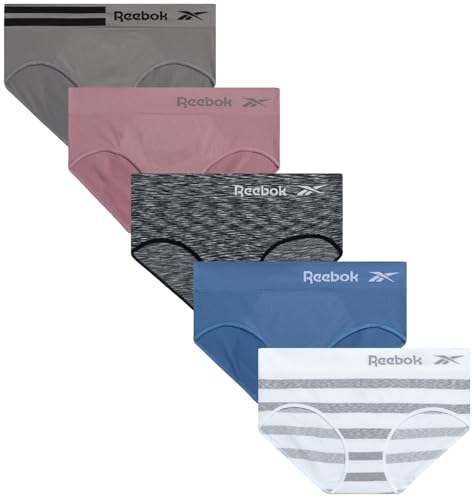 Reebok Women's Underwear - Seamless Hipster Briefs (5 Pack), Size X-Large, Pink Space-dyeRose DustWhiteQuiet ShadeBlack