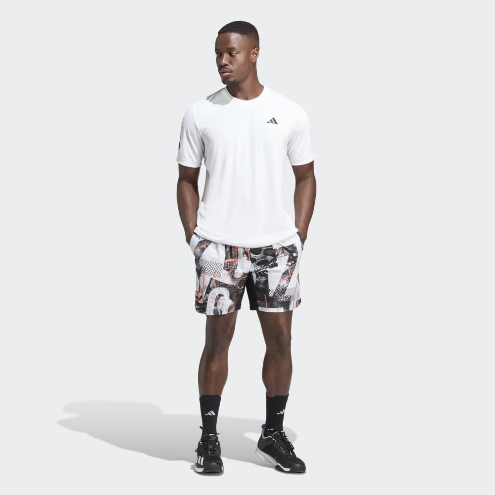 adidas Men's Club 3-Stripes Tennis T-Shirt, White, Large