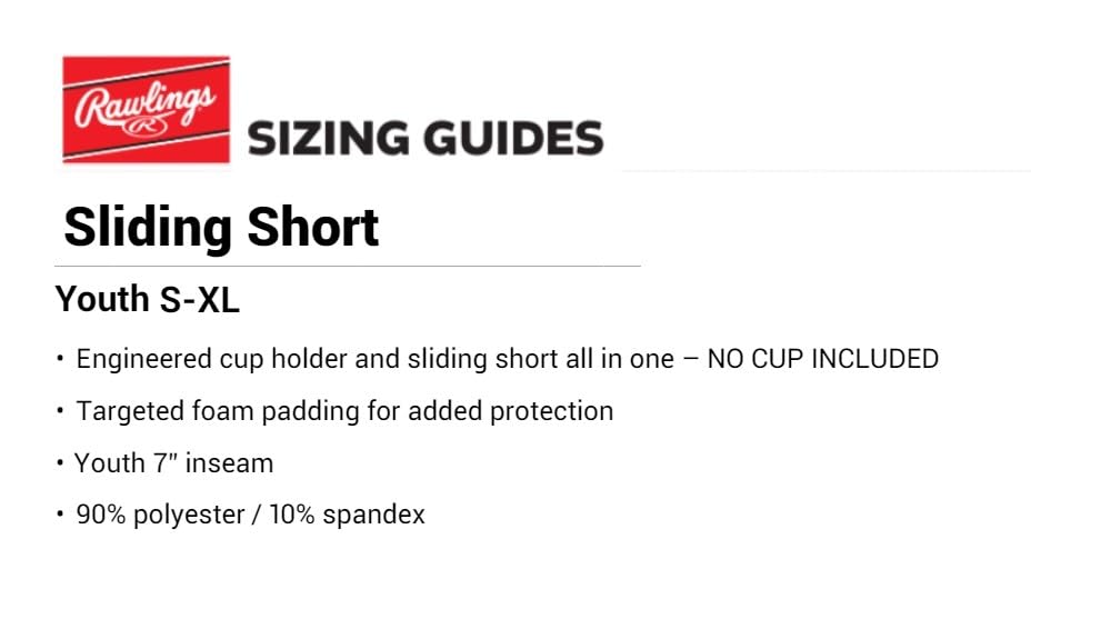 Rawlings | Baseball Slider Short | Youth Large | White