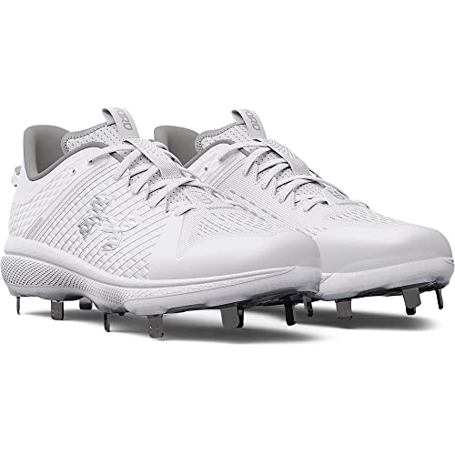 Under Armour Men's Yard Low MT Baseball Cleat, (100) White/White/Metallic Silver, 9.5