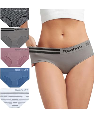 Reebok Women's Underwear - Seamless Hipster Briefs (5 Pack), Size X-Large, Pink Space-dyeRose DustWhiteQuiet ShadeBlack