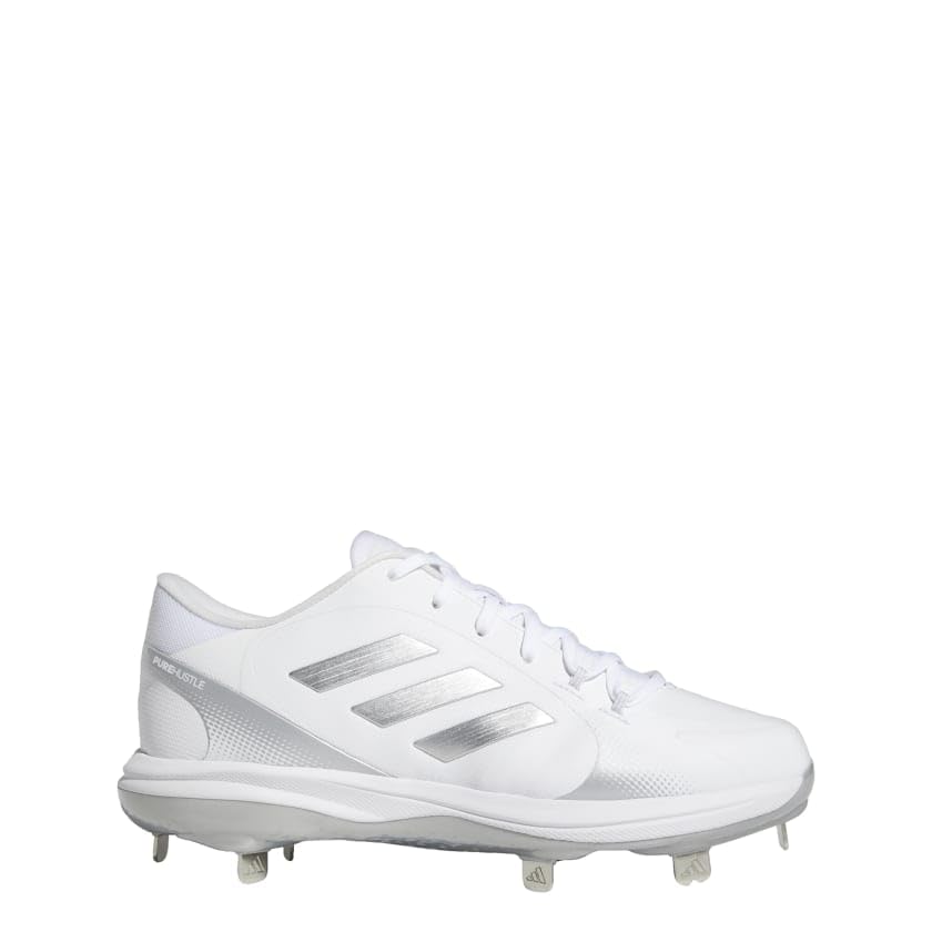 adidas Women's Purehustle 2 Baseball Shoe, White/Silver Metallic/Silver Metallic, 7