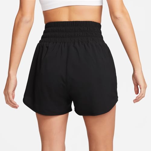 Nike Women's One Dri-Fit Ultra High-Rise 3" Brief-Lined Shorts, Black/Reflective Silver
