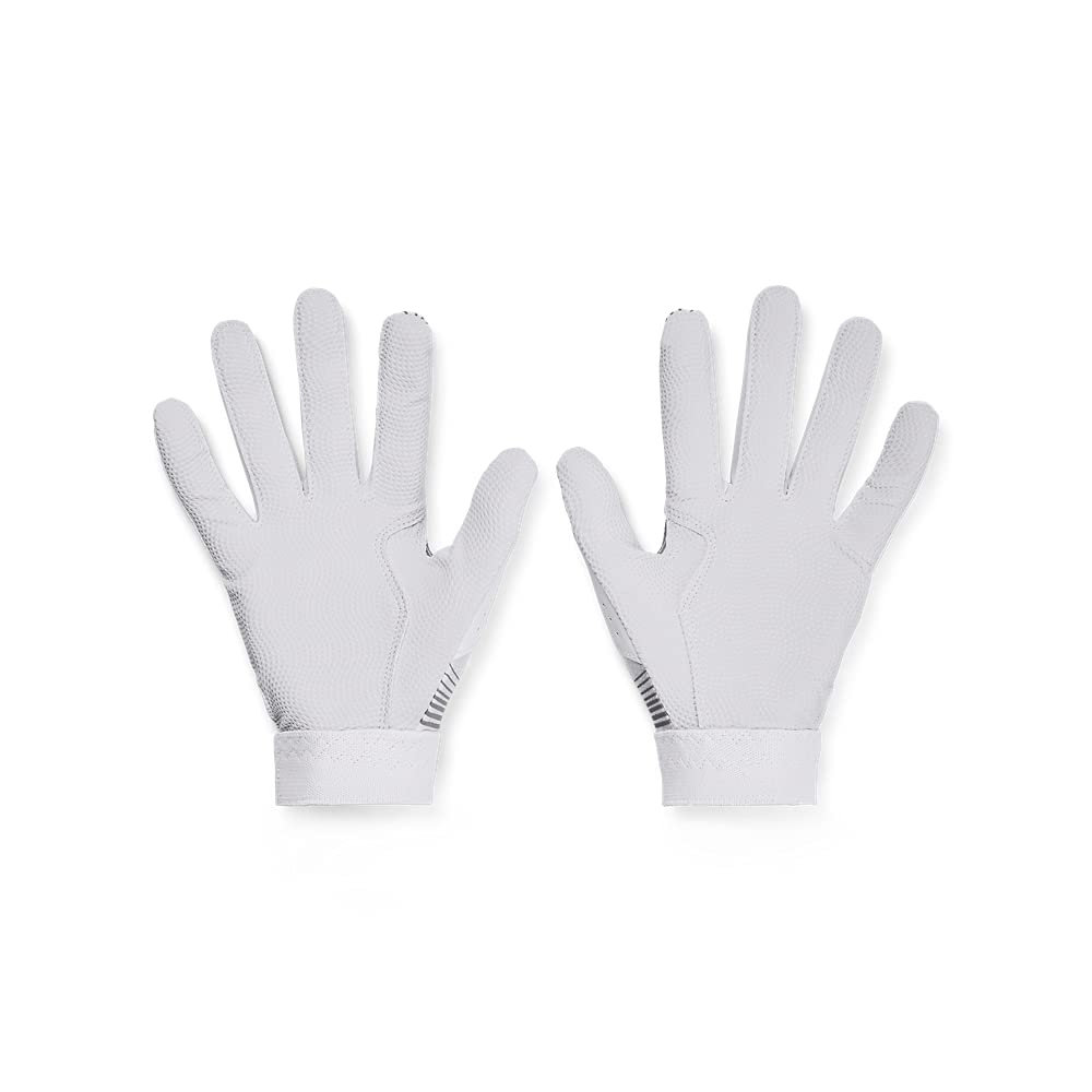 Under Armour Boys Clean Up 21 Gloves , White (100)/Steel , Youth Large