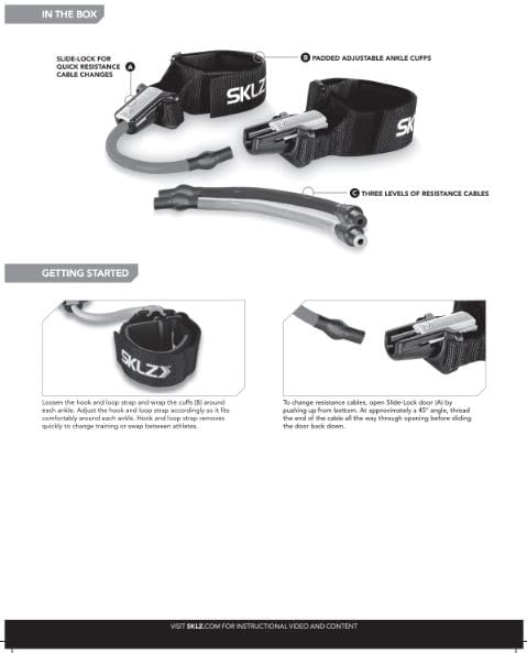 SKLZ Chrome Lateral Resistor Pro Adjustable Strength Trainer with Cuffs and 3 Resistance Band
