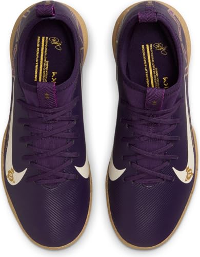 Nike Jr. Mercurial Vapor 16 Academy Kylian Mbappe Big Kids' IC Low-Top Soccer Shoes (FQ8414-500, Grand Purple/Pale Ivory) Size 3.5