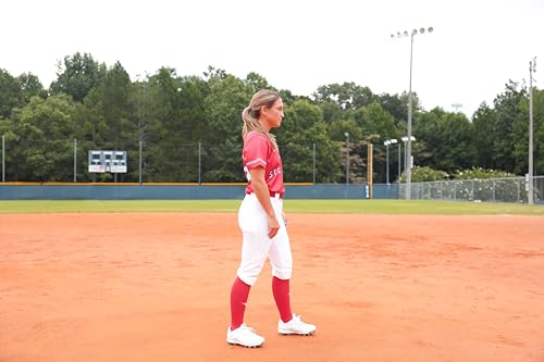 Mizuno Adult Women's Belted Low Rise Fastpitch Softball Pant, Red, Medium
