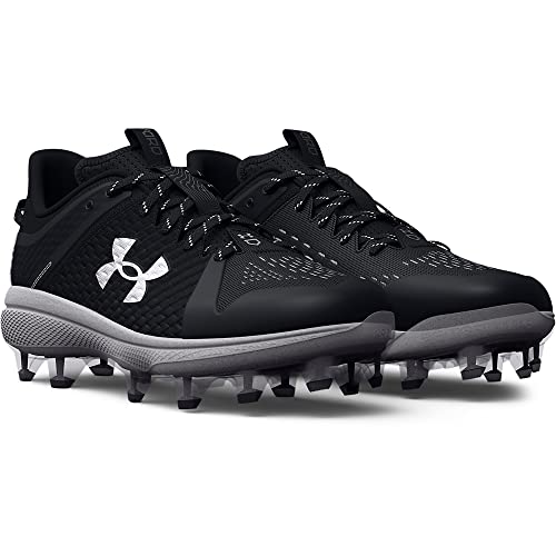 Under Armour Men's Yard Low MT TPU Baseball Cleat, (001) Black/Black/White, 10.5