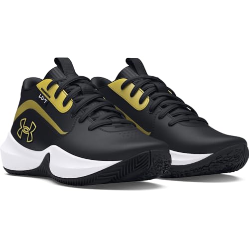 Under Armour Unisex Grade School Lockdown 7, (001) Black/Black/Metallic Gold, 3.5, US
