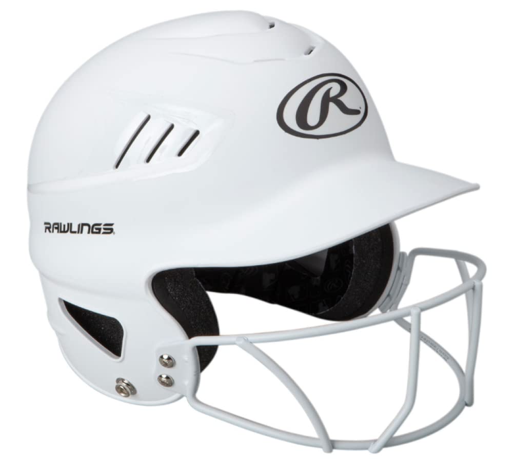 Rawlings | COOLFLO HIGHLIGHTER Batting Helmet | Face Guard Included | One Size Fits Most 6 1/2"-7 1/2" | Matte White