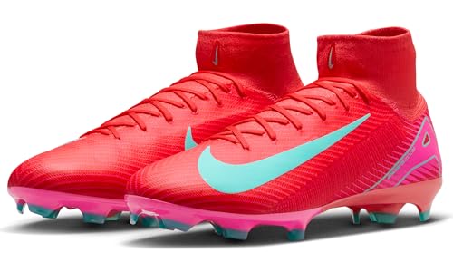 Nike Mercurial Superfly 10 Pro FG High-Top Soccer Cleats (HF9433-800, Ember Glow/Aurora Green) Size 8.5