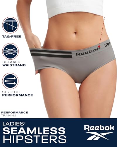 Reebok Women's Underwear - Seamless Hipster Briefs (5 Pack), Size X-Large, Pink Space-dyeRose DustWhiteQuiet ShadeBlack