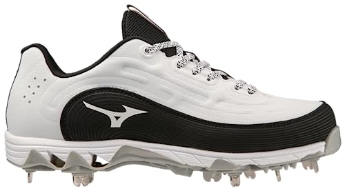 Mizuno Women's 9-Spike Swift 8 Low Metal Softball Cleat, White-Black, 8