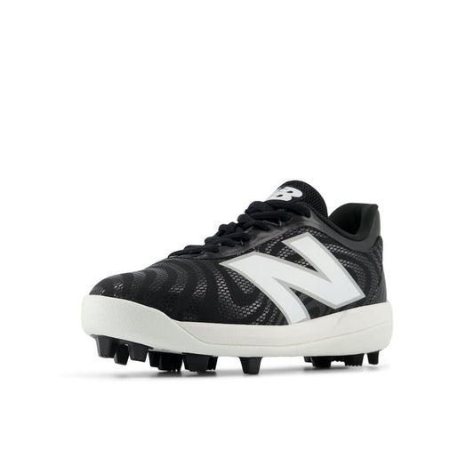 New Balance Boy's 4040 V7 Rubber-Molded Baseball Shoe, Black/Optic White, 4.5 Big Kid