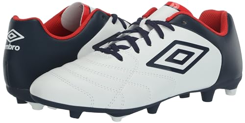 Umbro Men's Classico XI FG Soccer Cleat, White/Navy/Red, 8