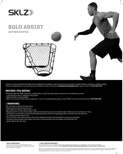 SKLZ Solo Assist Portable Basketball Practice Rebounder, 42-Inch – Training Tool for Shooting, Passing, and Dribbling – Durable, Easy Setup Basketball Training Aid for Home or Court Use