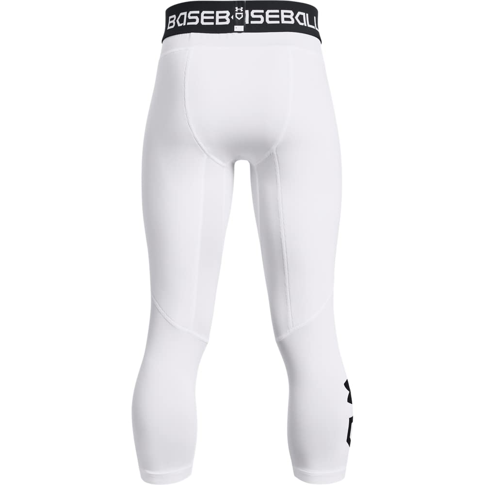 Under Armour Boys' Utility 3/4 Sliding Shorts, (100) White / / Black, Youth X-Large