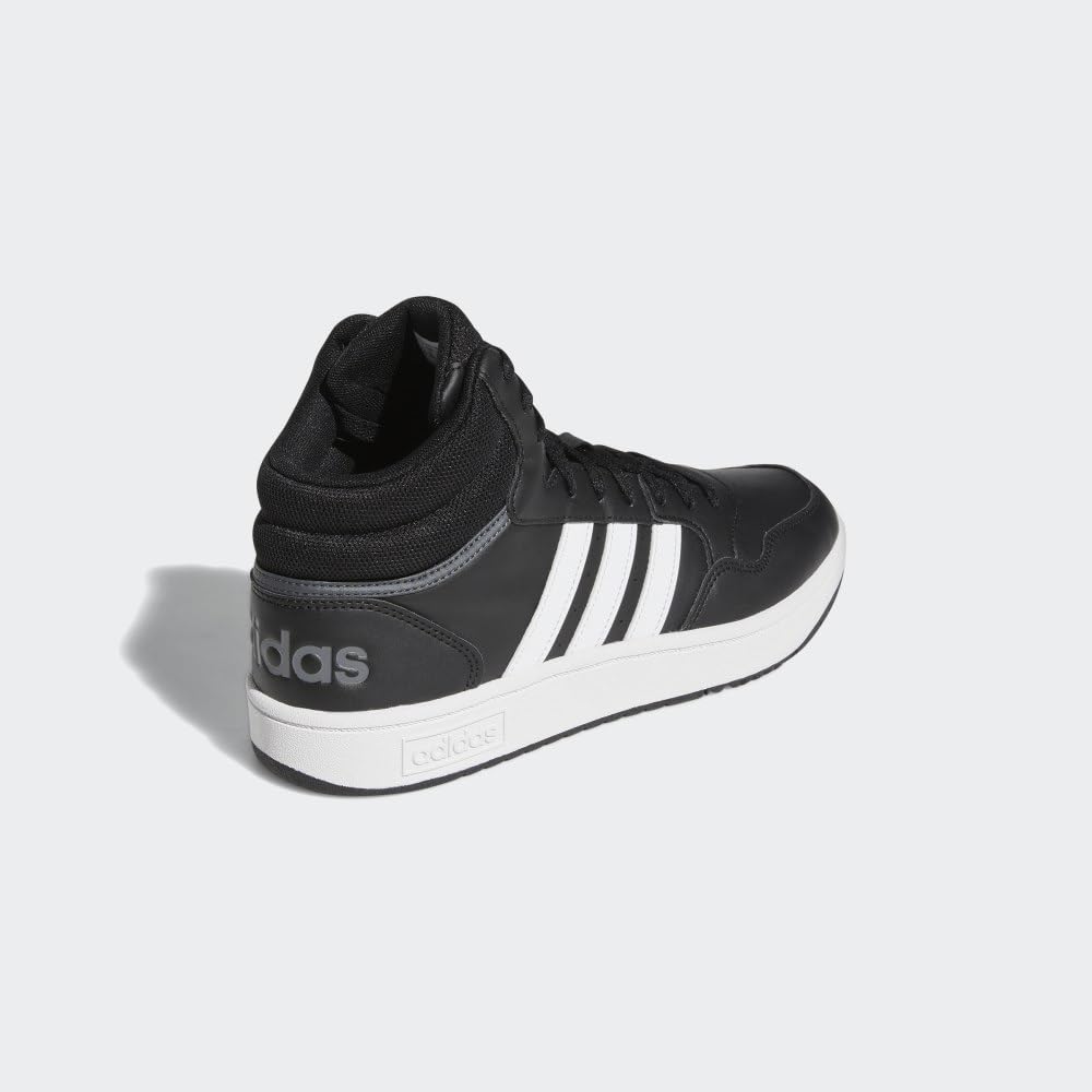 adidas Men's Hoops 3.0 Mid Top Basketball Shoe, Black/White/Grey, 10