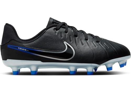 Nike Jr. Tiempo Legend 10 Academy Little/Big Kids' Multi-Ground Low-Top Soccer Cleats (DV4348-040, Black/Chrome-Hyper Royal) Size 5.5